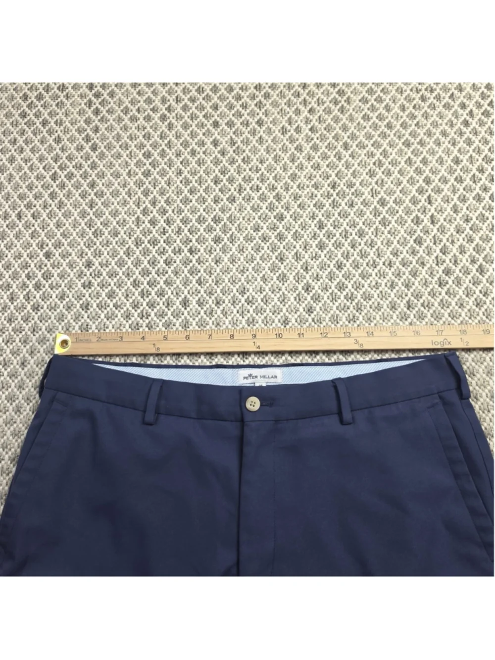 Peter Millar Men’s 35 Navy Blue Performance Golf Shorts Flat Front Stretch